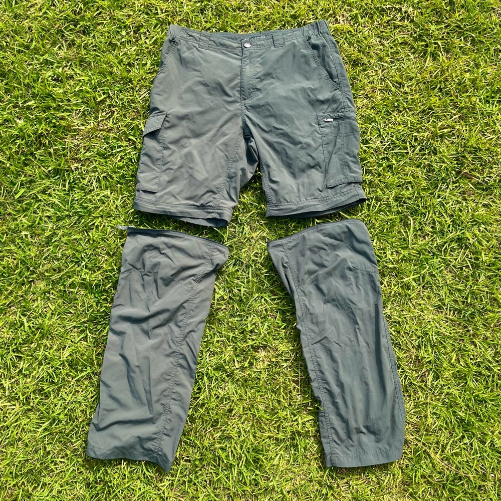 Columbia Mens 34w Silver Omni-Shade Sun Protect Convertible Cargo Pants Shorts